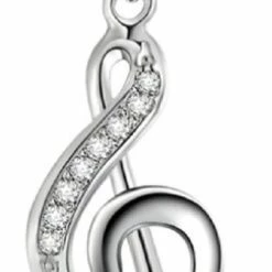 Goedkoopste 🌟 Van Santen Fashion Charm Jewelry Muzieksleutel Ketting- Zilver- 2.5 Cm- Strass Steentjes 🌟 -Sieraden-horloges Winkel 347x840