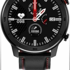 Beste Pirce 😀 Belesy® Faces - Smartwatch Heren - Smartwatch Dames - Horloge - Stappenteller - Bloeddruk - 1.3 Inch - Kleurenscherm - Full Touch - 14x Dial Face - Zwart/Rood - Leer 🔥 -Sieraden-horloges Winkel 448x840