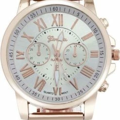 Hete verkoop 🔔 Geneva Roman Horloge - RVS- Rosegoud & Wit - Ø 40 Mm 🎁