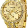 Promo ✔️ Fashion Favorite Geneva Gold Crystal Horloge | Goudkleurig | Staal | Ø 42 Mm ⌛