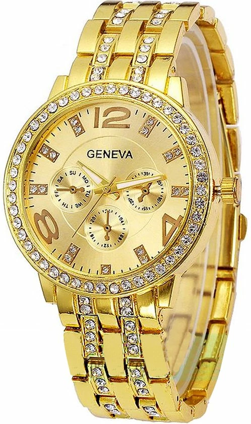 Promo ✔️ Fashion Favorite Geneva Gold Crystal Horloge | Goudkleurig | Staal | Ø 42 Mm ⌛ 3 Promo ✔️ Fashion Favorite Geneva Gold Crystal Horloge | Goudkleurig | Staal | Ø 42 Mm ⌛