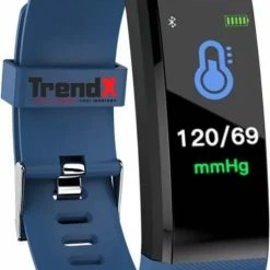 Gloednieuw ⭐ TrendX Smart Sport Horloge 115 Plus - ⌚ Watch - Hardloop Armband - Stappenteller - Hartslagmeter - Bloeddrukmeter - Activity Tracker - Bluetooth - Waterdicht - Gezond - Fitness - Blauw 🧨 -Sieraden-horloges Winkel 513x840