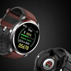 Top 10 🤩 Belesy® Tachy - Smartwatch Heren - Smartwatch Dames - Horloge - Stappenteller - Hart ECG - 1.3 Inch - Kleurenscherm - Donker Bruin - Leer 💯 -Sieraden-horloges Winkel 519x840