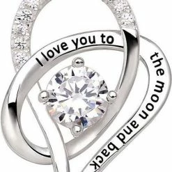 Beste Verkoop 👍 Fate Jewellery FJ450 Ketting - "I Love You To The Moon And Back" Ketting - 925 Zilver - 45cm + 5cm 🥰 -Sieraden-horloges Winkel 535x840 2