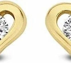 Flash-uitverkoop ✨ New Bling Goud 9NBG 0097 Oorknop Hartje - Zirkonia - 4mm - Goud 🌟