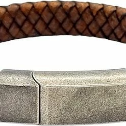 Hete verkoop 🔔 Rhylane – Rough & Rucket - Armband Bruin Leder & Gepatineerd Staal – Maat M/L (20.5 Cm) 👏 -Sieraden-horloges Winkel 550x269