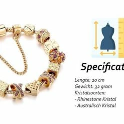 Uitgang 😀 CHARO ARMILLA LOTTA | Bedelarmband | Pandora Alternatief | Goud Kleurig | Kristal | 👍 -Sieraden-horloges Winkel 550x320 5