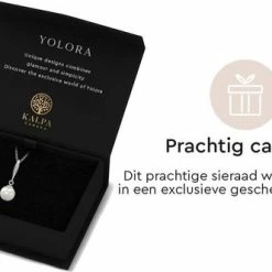 Korting 👏 Yolora Dames Ketting Met Kalpa Camaka Parel En Kristal Hanger - Zilver Kleurig - 18K Witgoud Verguld - Cadeauverpakking 😀 -Sieraden-horloges Winkel 550x332 6