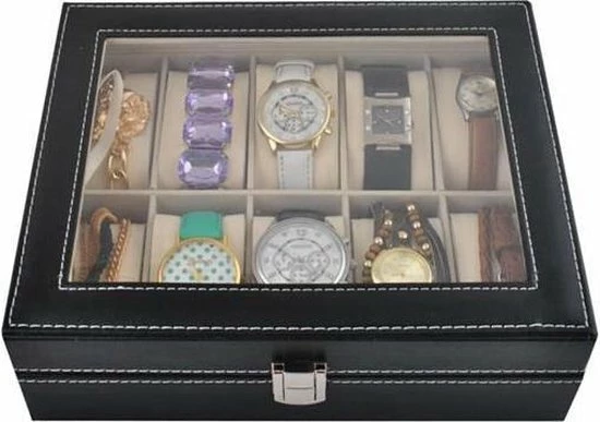 Gloednieuw ⭐ Merkloos Luxe Horlogedoos Met Kussentjes - Horloge-Opbergbox Houder Kist - Opbergkist Heren/Dames - Zwart Leer - 10 Horloges Compartimenten 👏 8 Gloednieuw ⭐ Merkloos Luxe Horlogedoos Met Kussentjes - Horloge-Opbergbox Houder Kist - Opbergkist Heren/Dames - Zwart Leer - 10 Horloges Compartimenten 👏 - Afbeelding 6
