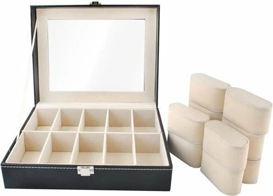 Gloednieuw ⭐ Merkloos Luxe Horlogedoos Met Kussentjes - Horloge-Opbergbox Houder Kist - Opbergkist Heren/Dames - Zwart Leer - 10 Horloges Compartimenten 👏 9 Gloednieuw ⭐ Merkloos Luxe Horlogedoos Met Kussentjes - Horloge-Opbergbox Houder Kist - Opbergkist Heren/Dames - Zwart Leer - 10 Horloges Compartimenten 👏 - Afbeelding 7