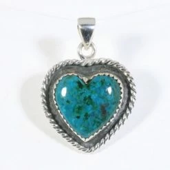 Beste Pirce 🌟 AsiAsia Bewerkte Hartvormige Zilveren Hanger Met Chrysocolla 🎉