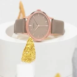 Gloednieuw 🎉 OOZOO Timepieces - Rosé Gouden Horloge Met Taupe Leren Band - C10943 - Ø38 ✨ -Sieraden-horloges Winkel 550x413 4