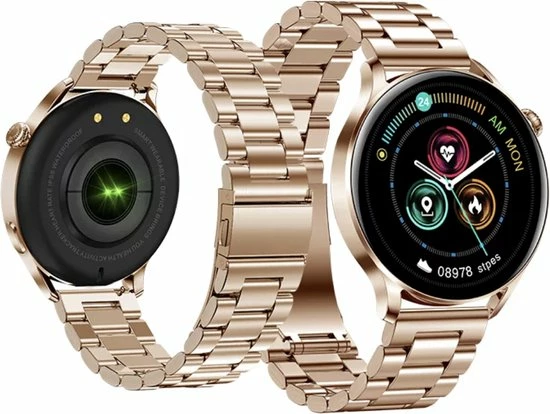 Korting 🔔 Smartwatch Rankos AK37 - Sporthorloge Goud Staal Schakel Bandje - Fitness - Stappenteller - Hartslag - Slaapmonitor - Bluetooth Bellen-Bel/message Herinnering - Camera Bediening-IP67 Waterbestendig - Met APP-Weer Informatie -Stopwatch - Muziek ✨ 5 Korting 🔔 Smartwatch Rankos AK37 - Sporthorloge Goud Staal Schakel Bandje - Fitness - Stappenteller - Hartslag - Slaapmonitor - Bluetooth Bellen-Bel/message Herinnering - Camera Bediening-IP67 Waterbestendig - Met APP-Weer Informatie -Stopwatch - Muziek ✨ - Afbeelding 3