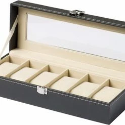 Begroting ๐งจ Roxiq Luxe Horloge Box Voor 6 Horloges - Horlogedoos - Fluweel Kunstleer ๐ฏ