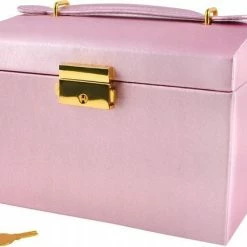 Goedkoopste 💯 AA Commerce Luxe Sieradenbox Met Spiegel - Bijouteriedoos Opbergbox - Juwelen Opbergdoos - Kunst Leder Roze ⭐ -Sieraden-horloges Winkel 550x431 2