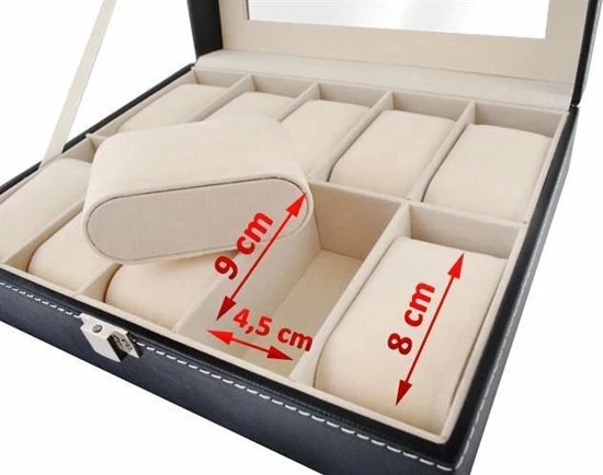Gloednieuw ⭐ Merkloos Luxe Horlogedoos Met Kussentjes - Horloge-Opbergbox Houder Kist - Opbergkist Heren/Dames - Zwart Leer - 10 Horloges Compartimenten 👏 6 Gloednieuw ⭐ Merkloos Luxe Horlogedoos Met Kussentjes - Horloge-Opbergbox Houder Kist - Opbergkist Heren/Dames - Zwart Leer - 10 Horloges Compartimenten 👏 - Afbeelding 4