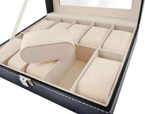 Gloednieuw ⭐ Merkloos Luxe Horlogedoos Met Kussentjes - Horloge-Opbergbox Houder Kist - Opbergkist Heren/Dames - Zwart Leer - 10 Horloges Compartimenten 👏 11 Gloednieuw ⭐ Merkloos Luxe Horlogedoos Met Kussentjes - Horloge-Opbergbox Houder Kist - Opbergkist Heren/Dames - Zwart Leer - 10 Horloges Compartimenten 👏 - Afbeelding 9