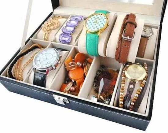 Gloednieuw ⭐ Merkloos Luxe Horlogedoos Met Kussentjes - Horloge-Opbergbox Houder Kist - Opbergkist Heren/Dames - Zwart Leer - 10 Horloges Compartimenten 👏 7 Gloednieuw ⭐ Merkloos Luxe Horlogedoos Met Kussentjes - Horloge-Opbergbox Houder Kist - Opbergkist Heren/Dames - Zwart Leer - 10 Horloges Compartimenten 👏 - Afbeelding 5