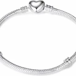 Beste Pirce 😀 EmmyRovi | Verzilverde Bedelarmband | 17 Cm | Hart Armband | Sinterklaas / Kerst / Feestdagen Cadeau Tip | Geschikt Voor Pandora Bedels 🥰