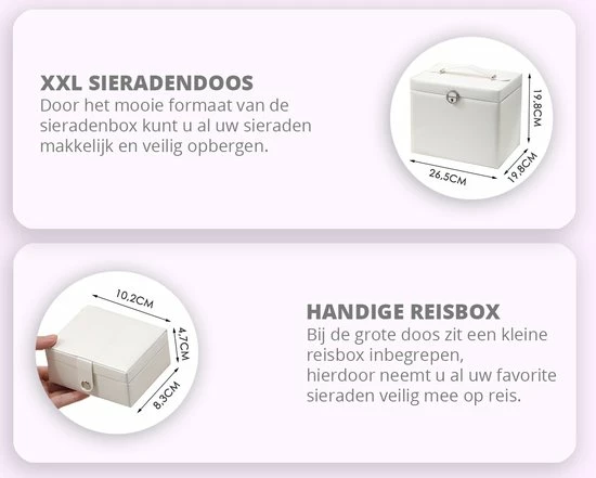 Beste Pirce π AXBO XXL Luxe Sieradendoos - Juwelendoos - 36 Vakken - Opbergbox - Sieradenbox - Bijouterie Kist - Oorbellen/Ring/Ketting/Armband - Vrouwen/Dames/Meisjes - Wit π 4 Beste Pirce π AXBO XXL Luxe Sieradendoos - Juwelendoos - 36 Vakken - Opbergbox - Sieradenbox - Bijouterie Kist - Oorbellen/Ring/Ketting/Armband - Vrouwen/Dames/Meisjes - Wit π - Afbeelding 2