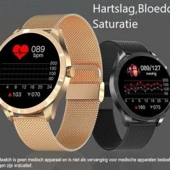 Promo 😀 Belesy® Q9 Pro 2022 - Smartwatch Dames – Smartwatch Heren - Horloge - 1.28 Inch - Kleurenscherm - Stappenteller - Bloeddruk - Hartslag - 75+ Wijzerplaten – Sporten - Staal – Goud ⌛ -Sieraden-horloges Winkel 550x446 2