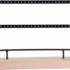 Nieuw 🌟 Fliex Oorbellenrekje Standaard Zwart - Metaal En Hout - Voor 23 Paar 🎁