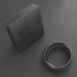 Begroting 🤩 Leren Armband Zwart Mauro Vinci AVA Due 19.5cm Met Clip Sluiting Wikkelarmband Dames Heren Jongen Meisje 🤩 -Sieraden-horloges Winkel 550x457 2