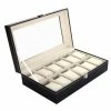Goedkoopste 😍 Merkloos AXBO - Luxe Horloge Doos – Opbergdoos – 12 Vakken – Zwart Leer 🔥