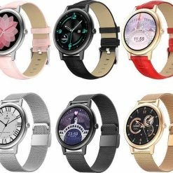 Flash-uitverkoop ✨ Belesy® LOVERS HUG - Smartwatch Dames - Smartwatch Heren - Horloge - Stappenteller - Full Touch – Diverse Wijzerplaten - Bloeddruk - Mutli Sport – Zwart Leer ⌛ -Sieraden-horloges Winkel 550x468