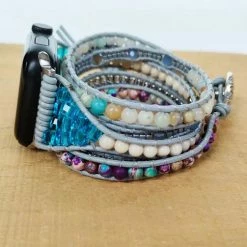 Hete verkoop 🎁 OEM Ibiza Style Wikkel Bandje Blauw Zilver Of Goud Geschikt Voor Apple ⌚ Watch 4/5/6/7/SE 38/40/41 En 42/44/45 Mm 🛒