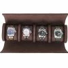 Beste Pirce 🌟 Handgemaakt Luxe Horloge Rol 4 Stuks – Horlogedoos – Horloge Etui Leer – ⌚ Watch Roll – Horloge Houder Sieradendoos – Horloge Opbergdoos Heren – Bruin 🧨