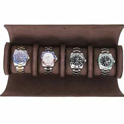 Beste Pirce ๐ Handgemaakt Luxe Horloge Rol 4 Stuks – Horlogedoos – Horloge Etui Leer – โ Watch Roll – Horloge Houder Sieradendoos – Horloge Opbergdoos Heren – Bruin ๐งจ
