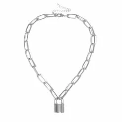 Kopen 🌟 Joboly Ketting Met Slotje Minimalistische Slot Ketting - Dames - Zilverkleurig - 45 Cm 🧨