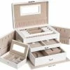 Korting ✔️ Songmics Nancy's Sieradendoos Met 2 Laden - Juwelendoos - Armbanden Doos 🎉