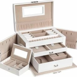 Korting ✔️ Songmics Nancy's Sieradendoos Met 2 Laden - Juwelendoos - Armbanden Doos 🎉