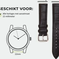 Groothandel ❤️ SmartphoneClip Horlogeband - Leer - 22mm - Zwart ⭐ -Sieraden-horloges Winkel 550x504