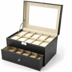 Beste recensies van ๐คฉ A&K Horlogedoos | Luxe Leren Horloge Box | Geschikt Voor Horloges En Sieraden | 20 Compartimenten Met 20 Kussentjes | Zwart Leer V2.0 ๐ฅ