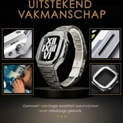 Kopen 🔔 Daniel Eden DanielEden Luxe Apple ⌚ Watch Series Horloge Band - Roestvrij Staal - Zilver - Apple ⌚ Watch Strap - 44 Mm - Stainless Steel Polsband 🔥 -Sieraden-horloges Winkel 550x517 2