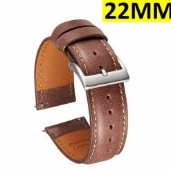 Beste Pirce ✔️ Merkloos Lederen Horloge Band - Horlogebandje - Universeel - 22MM - Bruin ✔️