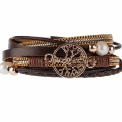 Top 10 ๐ Armband Dames Rosegoud- Leren Wikkelarmband Galeara Design Rosekleurig En Bruin Dames Levensboom 18,5cm - Galeara Design ๐