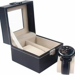 Promo 🤩 Lowander Horlogebox - Horlogedoos Voor Heren & Dames - 2 Horloges - Zwart 😉 -Sieraden-horloges Winkel 550x522 1