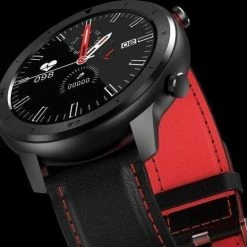 Beste Pirce 😀 Belesy® Faces - Smartwatch Heren - Smartwatch Dames - Horloge - Stappenteller - Bloeddruk - 1.3 Inch - Kleurenscherm - Full Touch - 14x Dial Face - Zwart/Rood - Leer 🔥 -Sieraden-horloges Winkel 550x523 1