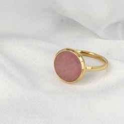 Uitgang ⭐ My Bendel - Ring - Goud -met Roze Rhodeniet Edelsteen - My Bendel - Ring Goud Met 12 Mm Ronde Roze Rhodeniet Edelsteen - Met Luxe Cadeauverpakking 🤩 -Sieraden-horloges Winkel 550x525 2