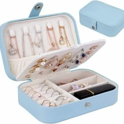 Korting ❤️ BOTC Sieradendoos - Juwelendoos - Sieraden Doos - Opbergdoos - Reis Juwelen Opbergdoos - Blauw ⭐