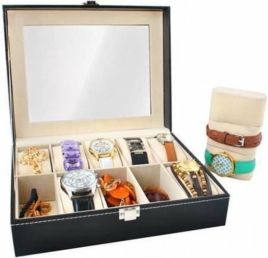 Gloednieuw ⭐ Merkloos Luxe Horlogedoos Met Kussentjes - Horloge-Opbergbox Houder Kist - Opbergkist Heren/Dames - Zwart Leer - 10 Horloges Compartimenten 👏 10 Gloednieuw ⭐ Merkloos Luxe Horlogedoos Met Kussentjes - Horloge-Opbergbox Houder Kist - Opbergkist Heren/Dames - Zwart Leer - 10 Horloges Compartimenten 👏 - Afbeelding 8