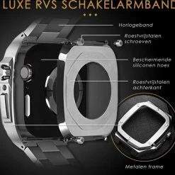 Kopen 🔔 Daniel Eden DanielEden Luxe Apple ⌚ Watch Series Horloge Band - Roestvrij Staal - Zilver - Apple ⌚ Watch Strap - 44 Mm - Stainless Steel Polsband 🔥 -Sieraden-horloges Winkel 550x529 2