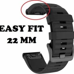 Beste deal 🎁 Firsttee - Siliconen Horlogeband - EASY FIT - Voor GARMIN - ZWART - 22 MM - Horlogebandjes - Quick Release - Easy Click - Garmin - S60 - S62 - Fenix 5 - Forerunner 935 - Fenix 6 (Pro) - Horloge Bandje - Golfkleding - Golf Accessoires - Cadeau 🎁