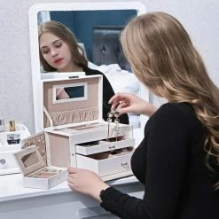 Korting ✔️ Songmics Nancy's Sieradendoos Met 2 Laden - Juwelendoos - Armbanden Doos 🎉 -Sieraden-horloges Winkel 550x532 3