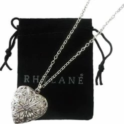 Beste deal 🧨 Ketting 48 Cm + 4 Cm Verstelbaar Met Hart Medaillon Hanger – Zilverkleurig – Rhylane 🎉