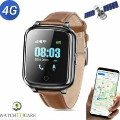 Begroting 👏 WatchToCare WTC 45S - Smartwatch - GPS Horloge - Alarmknop Ouderen - Senioren Alarm - Ouderenzorg - Valdetectie - Alzheimer - Dementie Patiënten - Alarmknop - Videobellen - Noodknop - KPN Sim Met €10 Tegoed, Geen Abonnement - Horlogeband Bruin Leer ⌛
